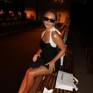 NWT Monday Swimwear Linen Montserrat Mini Dress Black/White in M